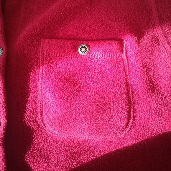 Weekend Zone Ladies Size Medium Red Button Front & Cuffs Fleece Jacket - Picture 4 of 10